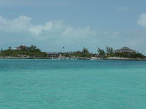 Fowl Cay Resort, Restaurant is on the knoll on the far left.
