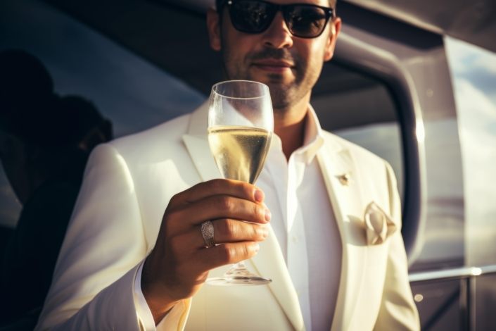 Champagne Toasts on Mega Yachts